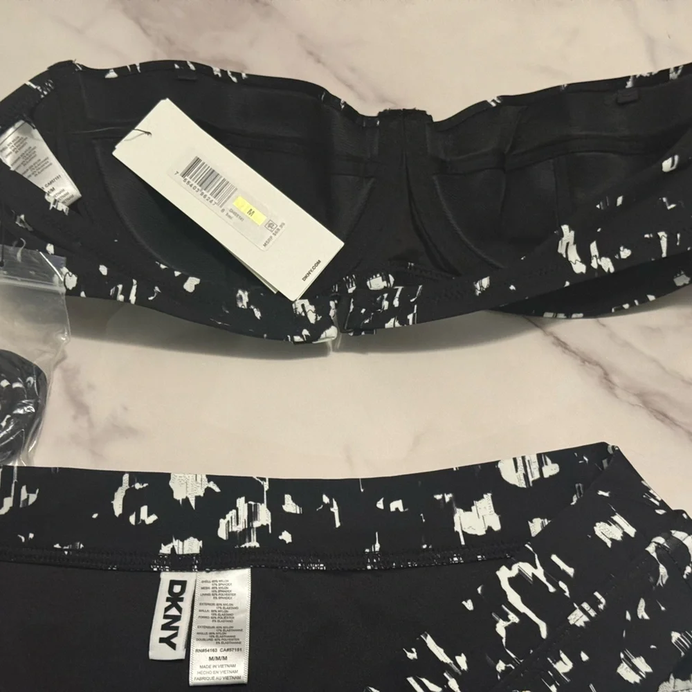 DKNY Swimwear Women’s Black Animal Print Bandeau Bikini Swimsuit Size M - Picture 4 of 6
